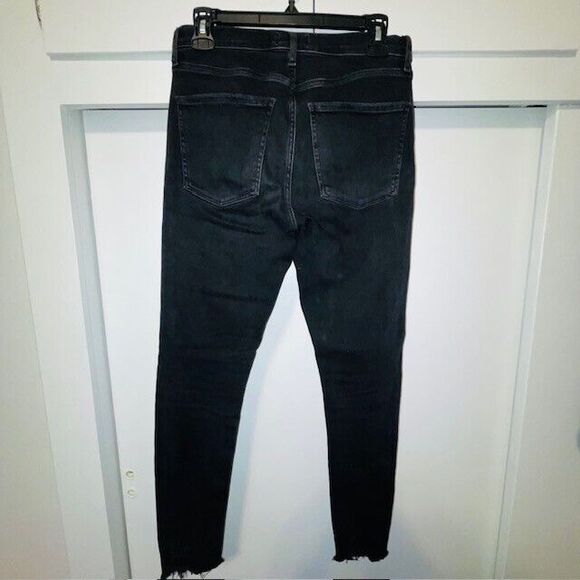 AGOLDE Sophie Mid Rise Skinny Ankle Raw Jeans Black Shout A123B-1158 Size 29 - Picture 3 of 12